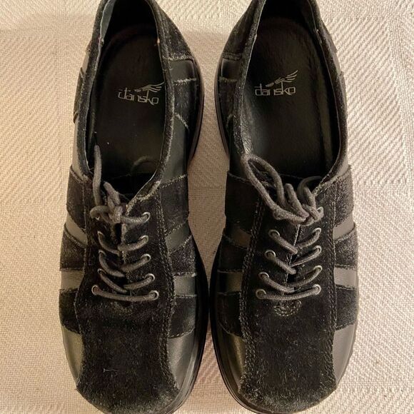 Dansko Women's 37 Folly Striped Suede Leather Lace Up Oxford Comfort Shoe Black - Picture 3 of 8